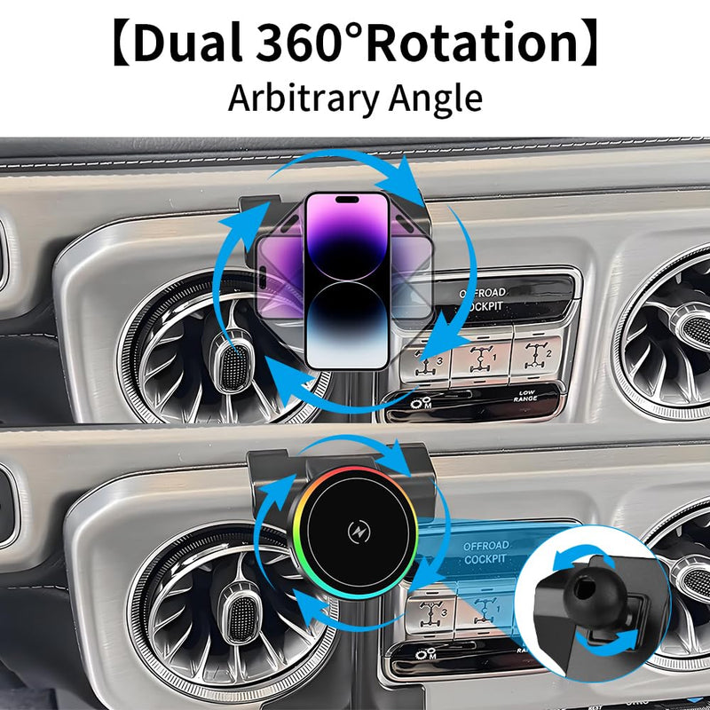 Car Magnetic Phone Mount for Mercedes Benz G-Class 2025 2026 G550 G580 G63 W463 G Wagon Auto Interior Accessories Best Cellphone Holder Fast 15W Wireless Charger Cell Phones Charging Stand for 2025 2026 Benz G-Class