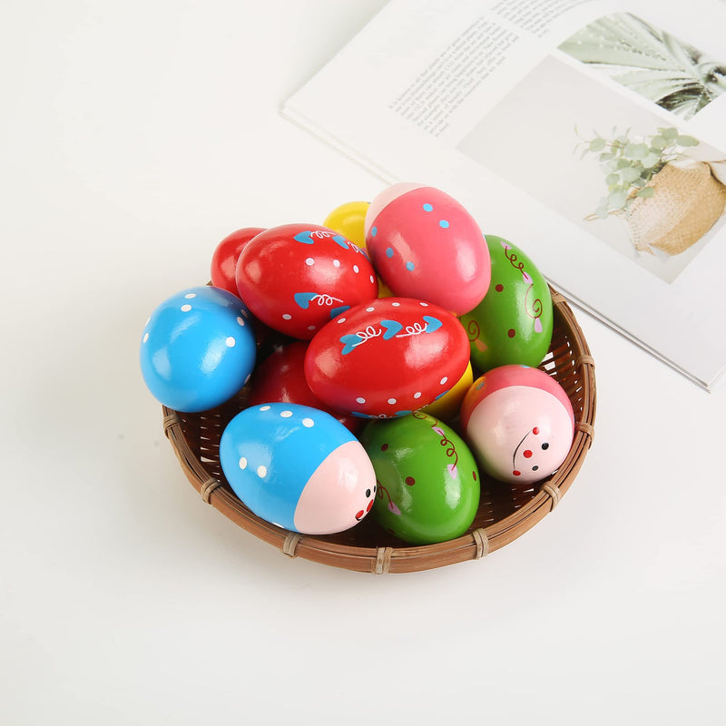 6Pcs Wooden Egg Shakers Hand Musical Maracas Percussion Instruments Multicolour 6 Pcs