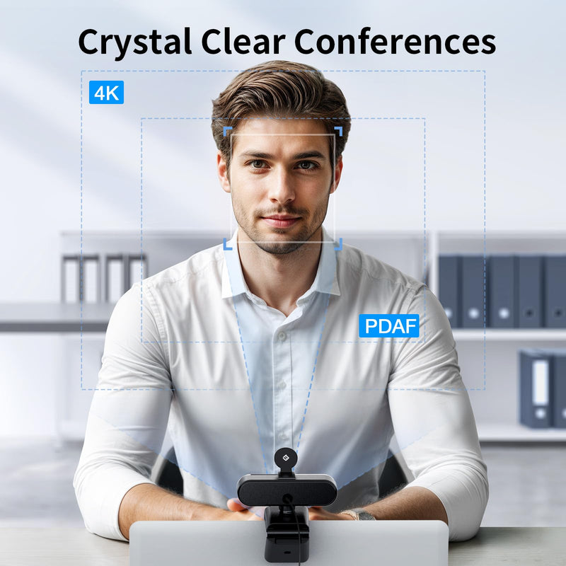 EMEET NOVA 4K Webcam for PC, Ultra 4K HD, PDAF Autofocus, Dual Omni Mics | 73° FOV, Auto Light Correction, USB-A, Privacy Cover, Ideal for High-End Business Meetings&Live Streaming 4K PDAF Focus 2 Mics
