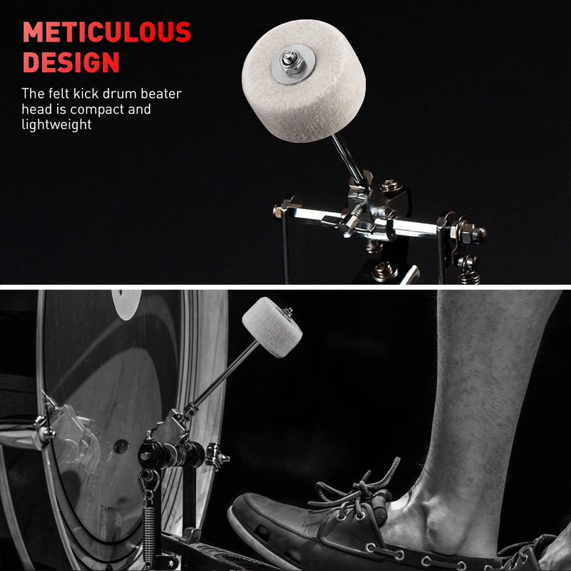 [AUSTRALIA] - Facmogu 2PCS Classic Felt Beater, White Felt Bass Drum Beater for Performance Convenient Drummer Replacement, Large Felt Beater for Drum Percussion Instrument Accessories Upgrade 1PCS 