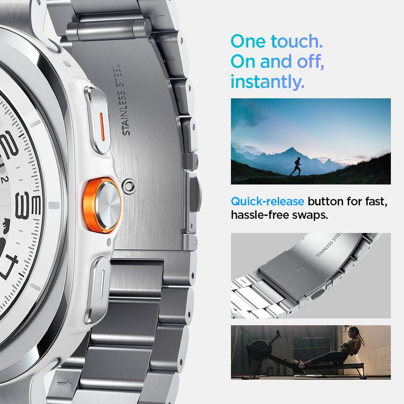 Spigen for Samsung Galaxy Watch Ultra 2/1 Band (2026/2025/2024) | Modern Fit 316L Premium Business Wristband Metal Stainless Steel Adjustable Replacement Men Women Strap Silver