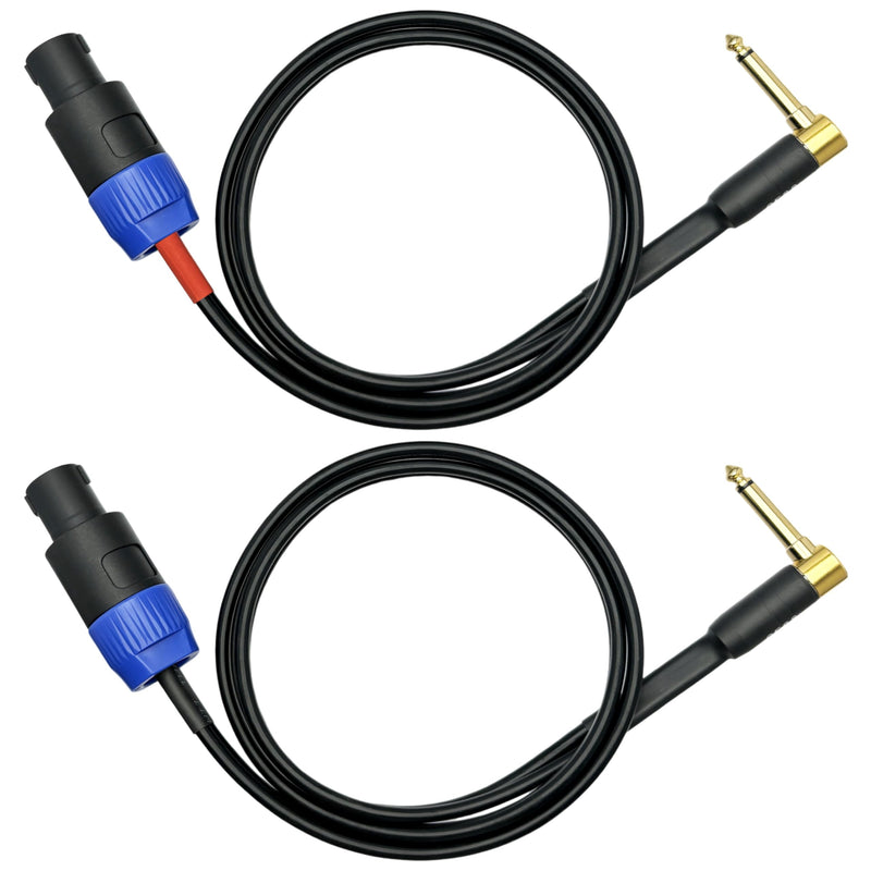CESS-133-3f Right-angle 1/4 Inch TS Plug to Speakon Speaker/Amplifier Cable, 2 Pack (3 Feet) 3 Feet