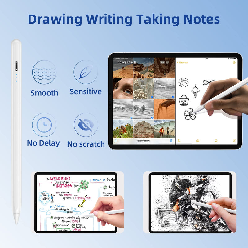 Stylus Pen for iPad with Palm Rejection,3 Power Indicator Lights,Tilt Sensitive iPad Pencil Compatible (2018-2022)Apple iPad 9th/8th/7th/6th,iPad Pro 11/12.9 in,iPad Air 5th/4th/3rd,iPad Mini 6/5 Gen