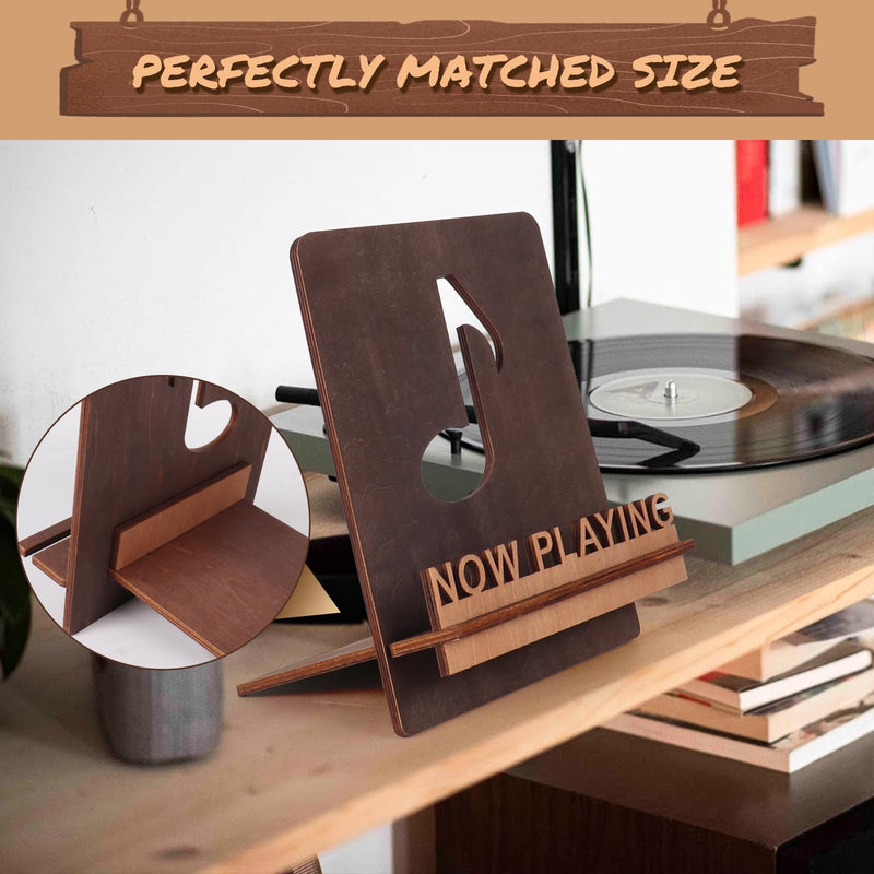 Now Playing Vinyl Record Stand, Now Playing Holder with 3D Design，Wood Record Shelf，Vinyl Holder, Retro Vinyl Record Display in Musical Note Design，Now Playing Record Holder Nowplaying