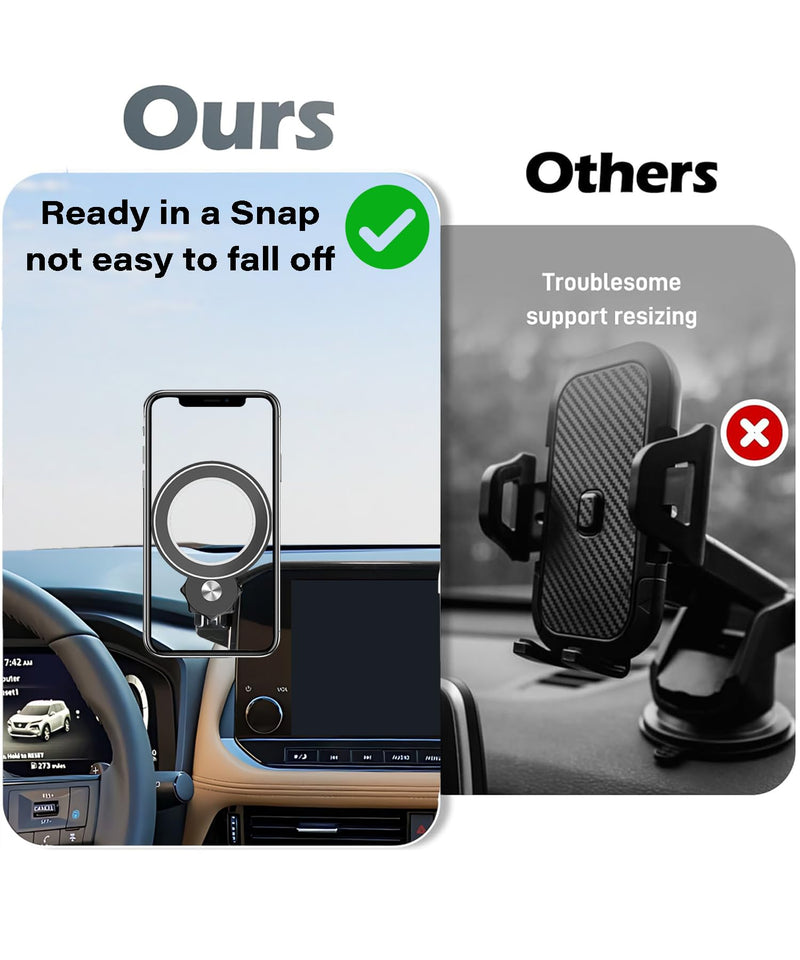 Car Phone Holder for Nissan Rogue 2021 2022 2023 9" Screen Accessories | MagSafe Strong Magnetic Clip-On Cell Phone Mount, Dual Slots Holders for Driver & Passenger, 360° Rotatable Hands-Free Holder for 2021-2023 Nissan Rogue (9 Inch Screen)