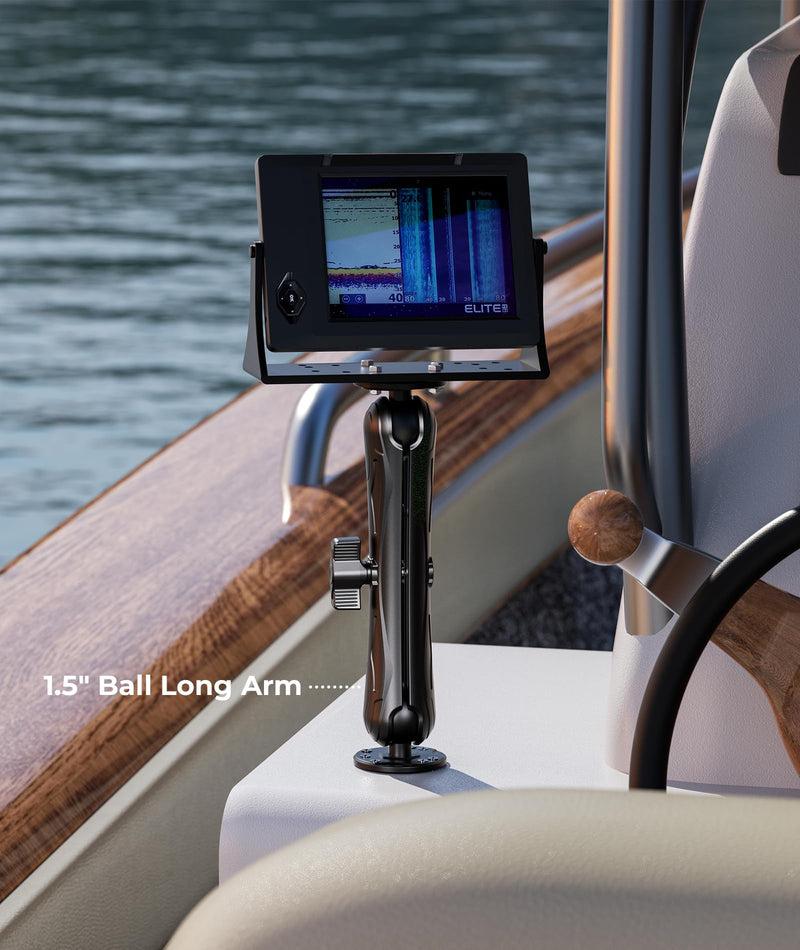 VAZESWIN 1.5" Ball Aluminum Alloy Double Socket Arm, 9.1" Length Long Arm | Compatible with RAM Mounts C Size 1.5" Ball Components, 360° Rotation, for Fish Finder Mount, Marine Electronic Mount