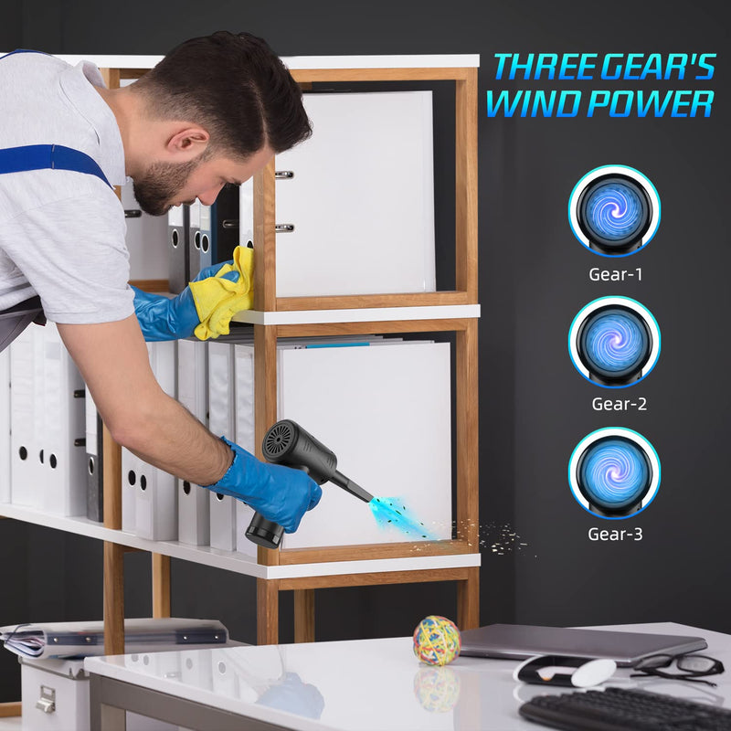 Compressed-air-dusters-electric-duster-100000RPM- air Blower for Computer - No Compressed air can - Replace Canned air dusters -Keyboard Cleaner - pc air dusters - Compressed air Electric 7600mAh C1