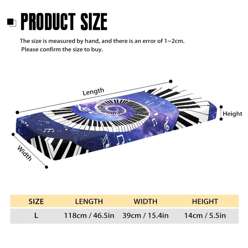 Piano Keyboard Cover Galaxy Music Notes Print Piano Keyboard Dust Cover for 54-88 Keys Electric Digital Piano Cover Cloth Full Cover Keyboard Protector Accessorie Large