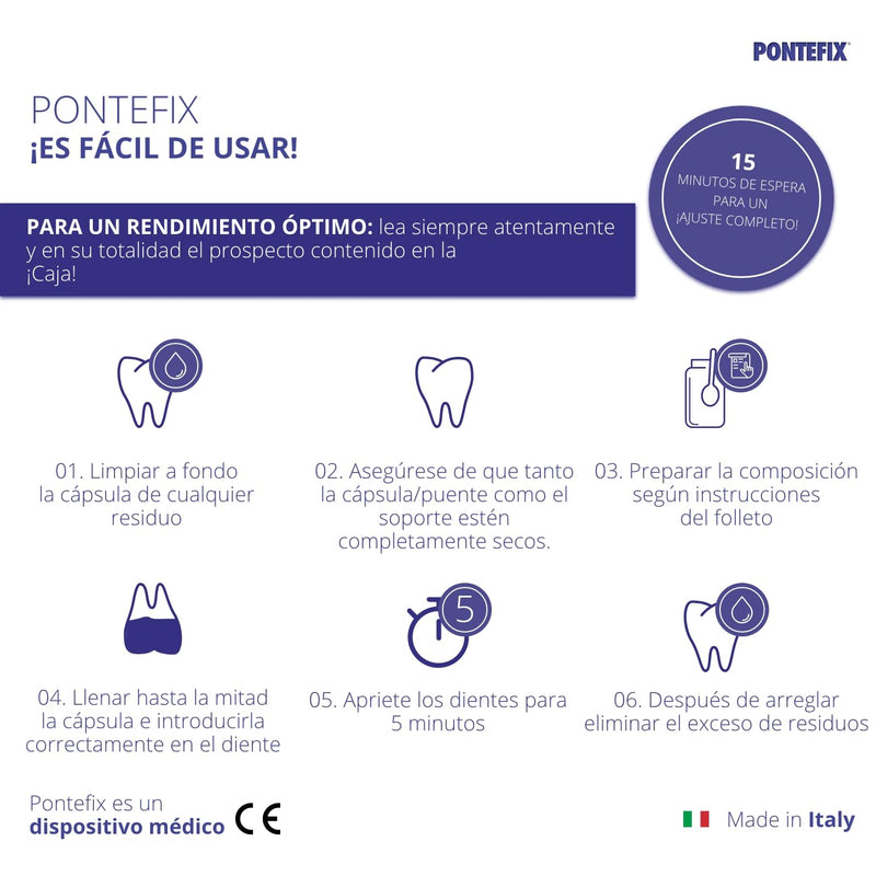Pontefix Dental Tooth Cement - Attaches Bridges, Crowns and Pin Teeth, Do It Yourself
