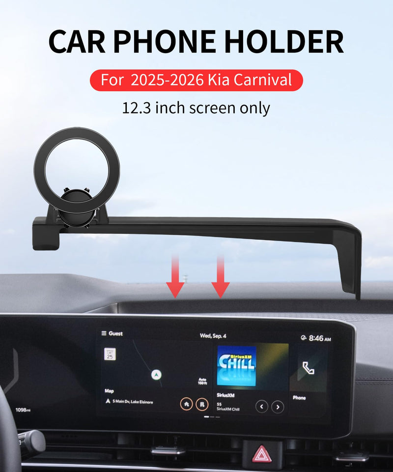 Car Phone Holder for Kia Carnival 2025 2026 Magsafe Mount Accessories | 12.3" Screen, Magnetic Cell Phone Mount Clip Compatible with iPhone, 3D fit Stable Dashboard GPS Navigation Bracket Stand for 2025-2026 Carnival