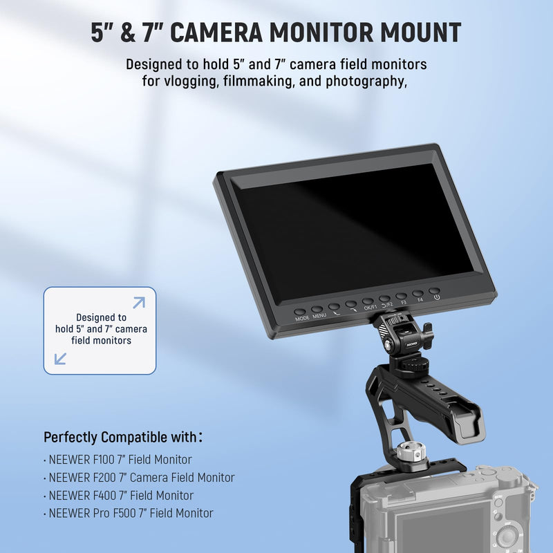 [AUSTRALIA] - NEEWER Field Monitor Mount Monitor Holder with 1/4" Screw, 360° Swivel, 180° Tilt, Anti Twist Screw Compatible with Atomos Ninja 5" & 7" Camera Monitor Compatible with SmallRig Camera Cage, MA021 MA021 w/1/4" Screw 
