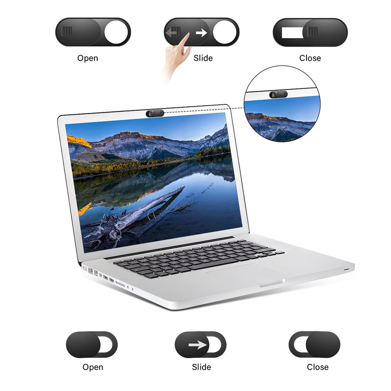 Webcam Cover, 11 Pack Laptop Camera Cover Slide, Phone Camera Cover, Ultra Thin Webcam Cover Slide Compatible with MacBook, Laptop, iMac, Desktop, PC, iPad, iPhone, Cell Phone Black (Small 8 Pcs+Large 3 Pcs)