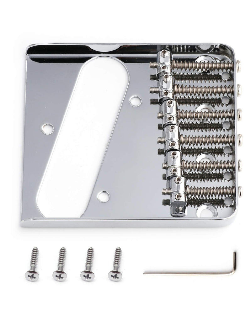 Metallor Vintage Guitar Bridge 6 Saddles String Through Body and Top Loader Bridge for Tele Telecaster Style Electric Guitar Parts Replacement Chrome.