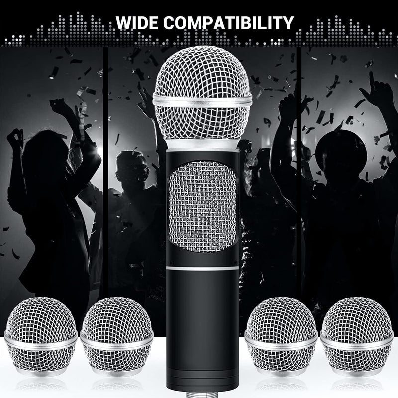 4 Pieces Metal Microphone Mesh Heads, Microphone Metal Head with Sponge, Compatible with SM58 Microphone, Replacement Microphone Grid, Wired and Wireless Microphones Replacement Microphone Grill Head