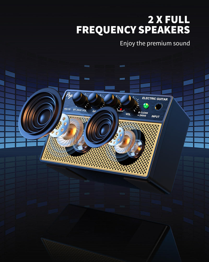 Mini Guitar Amp 10W, Rechargeable Guitar Amp for Electric Guitar, Bluetooth Guitar Amp with Clean Overdrive Tone for Practice Black Yello