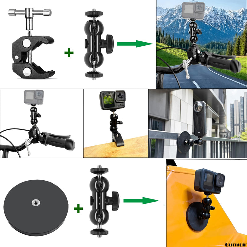 [AUSTRALIA] - Gurmoir Action Camera Motorcycle Mount Kit with Magnetic Base for Gopro Hero 13 12 11 10 9 8/DJI Osmo Action 6/5 pro/4/Insta360 X5/X4/3/Go Pro Mini/Max/Max 2 