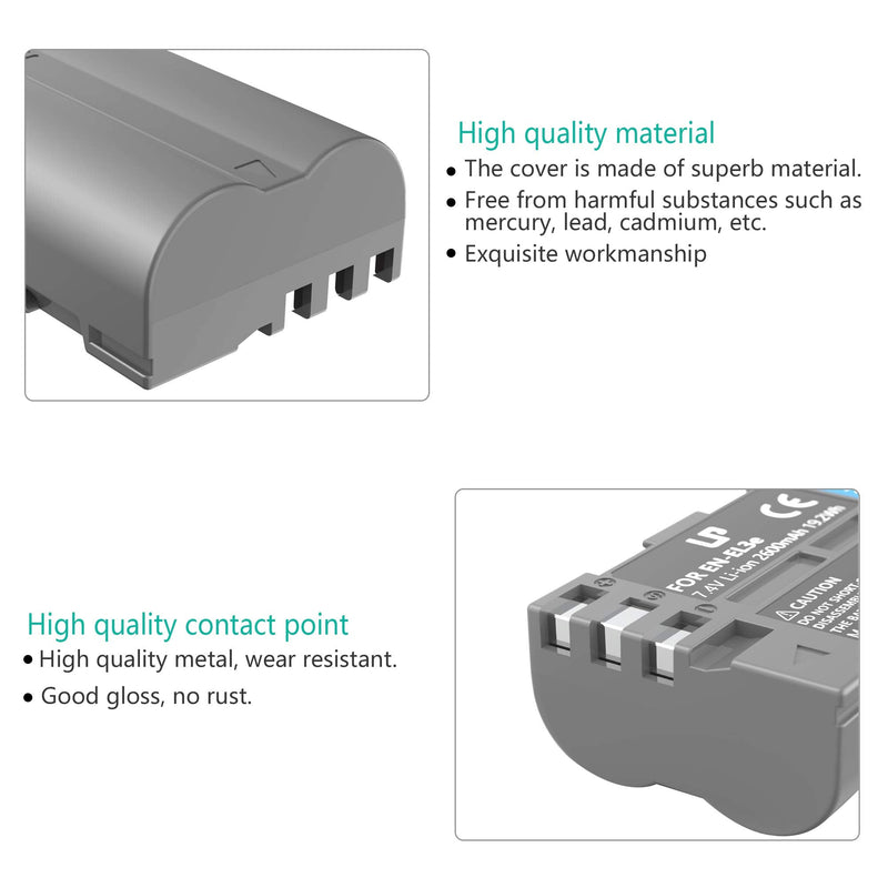 LP EN-EL3e, EL3, EL3a Battery, 2600 mAh Battery Compatible with Nikon D700, D300s, D300, D200, D100, D90, D80, D70S, D70, D50, MH-18, MH18a, MH-19, MB-D200, MB-D10