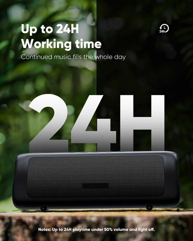 Bluetooth Speaker with HD Sound, Portable Wireless, IPX5 Waterproof, Up to 24H Playtime, TWS Pairing, BT5.3, for Home/Party/Outdoor/Beach, Electronic Gadgets, Birthday Gift (Black) 1pcs-Glossy Black