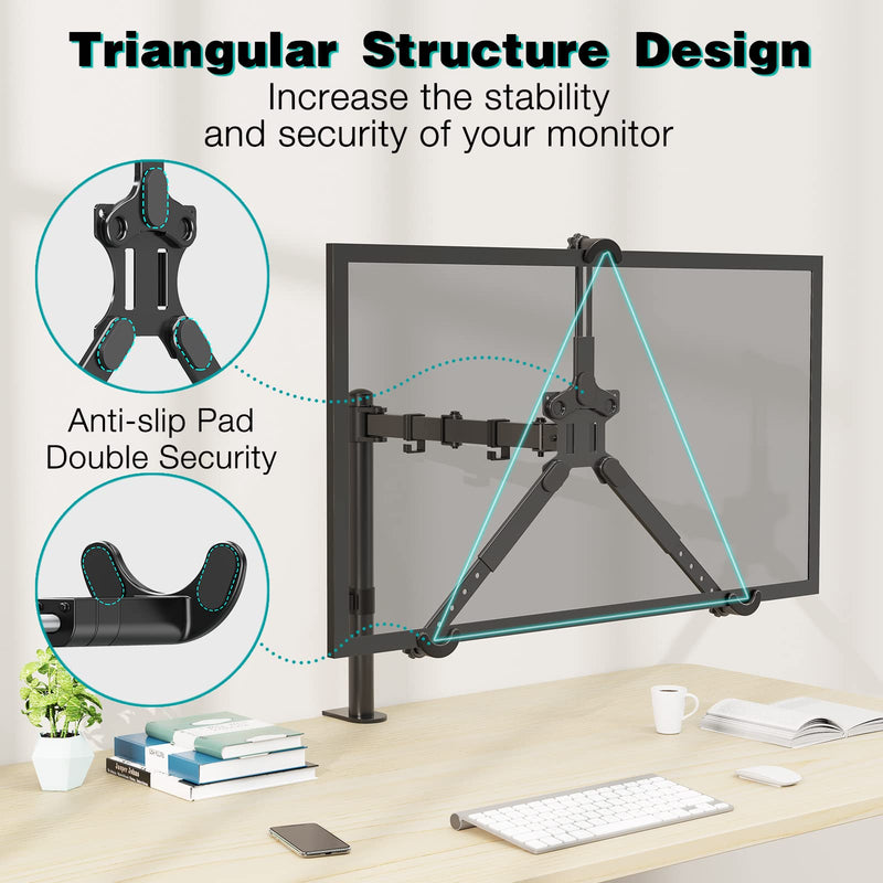 MOUNT PRO Single Monitor Wall Mount for 13 to 32 Inch Computer Screens and Universal Non-VESA Monitor Mount Adapter