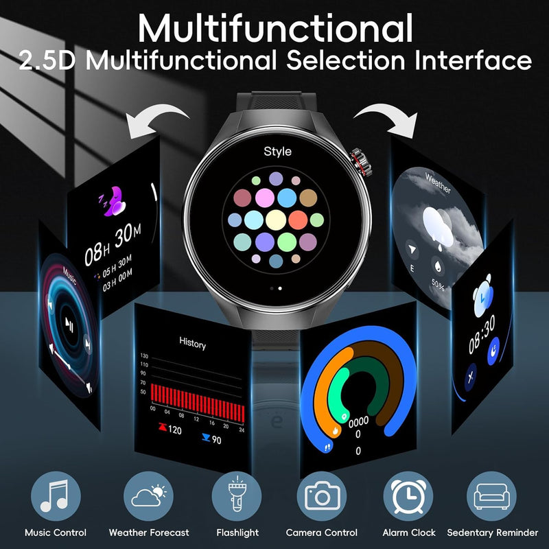 Military Grade Tactical Smart Watch for Men,1.75" Large Crystal Clear HD AMOLED Touchscreen Smartwatches for Android iOS,Fitness Tracker with 110+Sport Modes/Heart Rate/Sleep Monitor (Black) Black