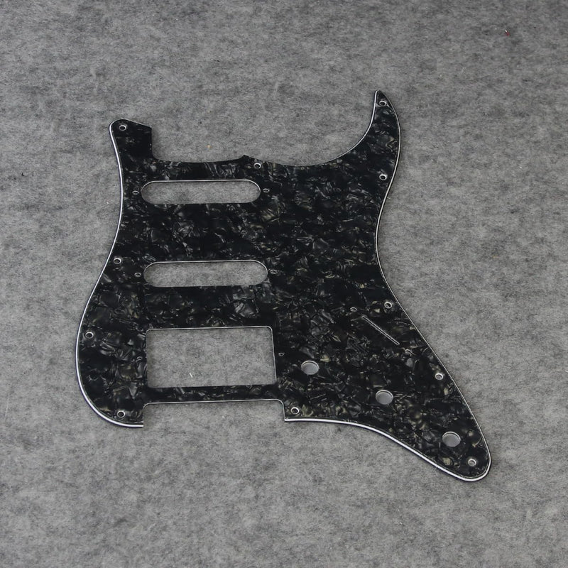 FLEOR 11 Holes HSS Pickguard ST Style Guitar Pickguard Pick Guard Scratchplate with Screws,4Ply Black Pearl 4Ply Black Pearl
