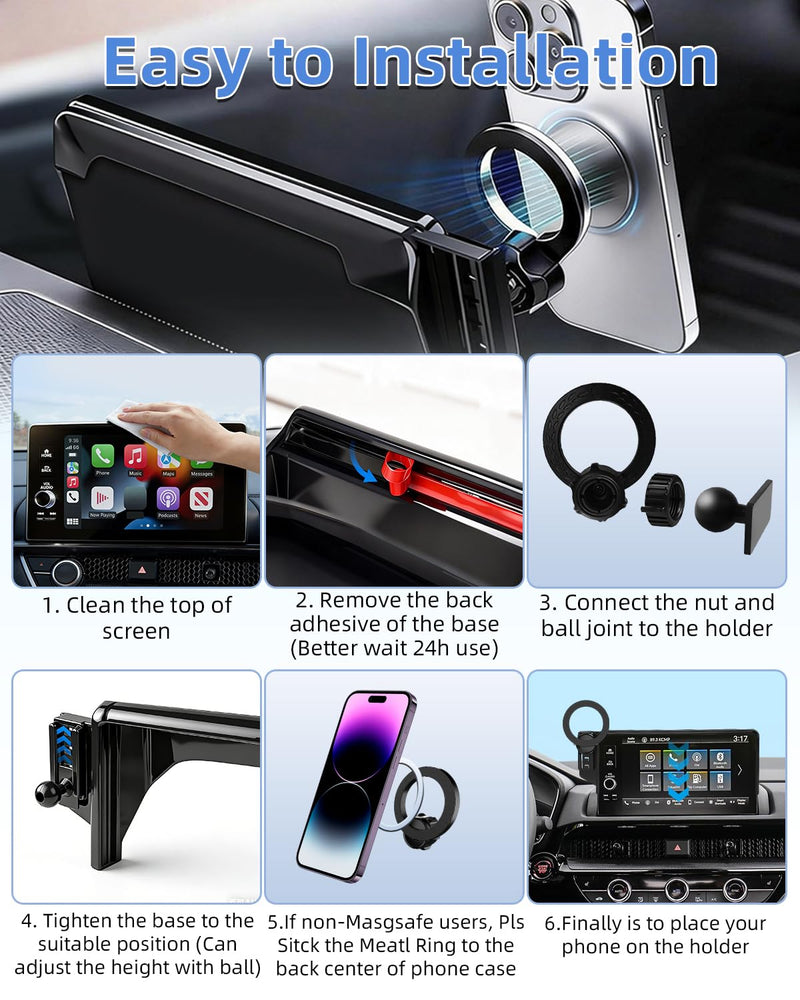 PZK Car Phone Holder for 2020-2025 Ford Escape Accessories 8-Inch Screen | Compatible with MagSafe Car Phone Mount Strong Magnets Fixed Screen with Sunglasses Storage Box 360° Rotation Hands-Free Escape 2021-2025