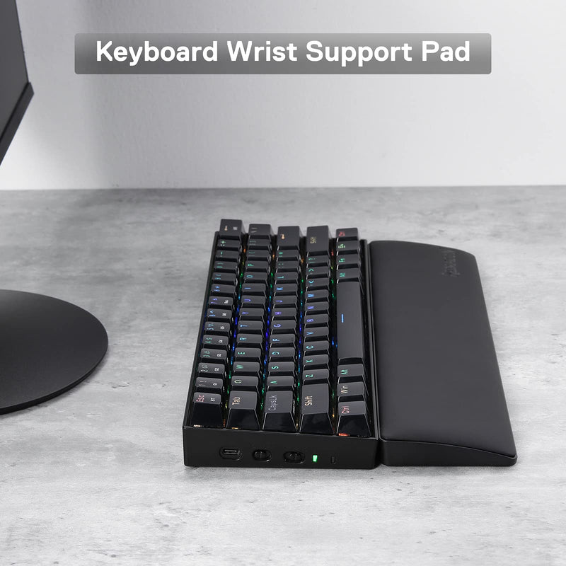 Redragon P035 Meteor S Computer Keyboard Wrist Rest Pad, Ergonomic Soft Memory Foam Wrist Support w/ Anti-Slip Rubber Base, 60% 61 Keys Compact Size 11.38 x 2.87 in, 0.78 inch (20mm) Height, Black 60% Compact