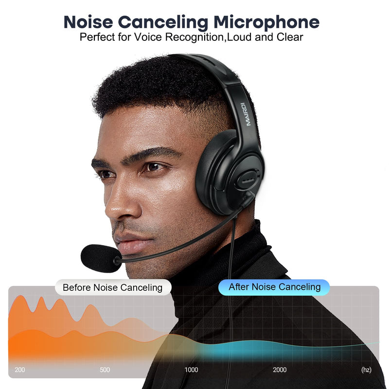 [AUSTRALIA] - MAIRDI USB Headset with Microphone for PC, Computer Headset with Mic Noise Canceling for Laptop Teams Zoom Office Work Call Center Business Softphone, Dictation Headset for Dragon Naturelly Speaking 