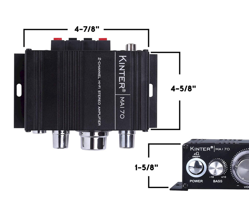 Kinter MA170 12V 2 Channel Mini Digital Audio Power Amplifier for Car or Mp3 Without Power Supply
