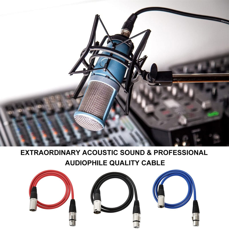 10 Pack of 3ft XLR Cables, Balanced 3 Pin XLR Male to Female Microphone Cables, Great for Audio, Guitar, Speaker