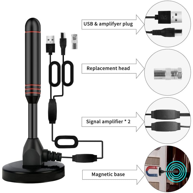 [AUSTRALIA] - TV Antenna Indoor Antenna for Smart TV with 2 Amplifier Signal Booster for Long Range Reception and All Smart TVs HD Digital Antenna for Local Channels Supports 4K 1080p(Red) Red 
