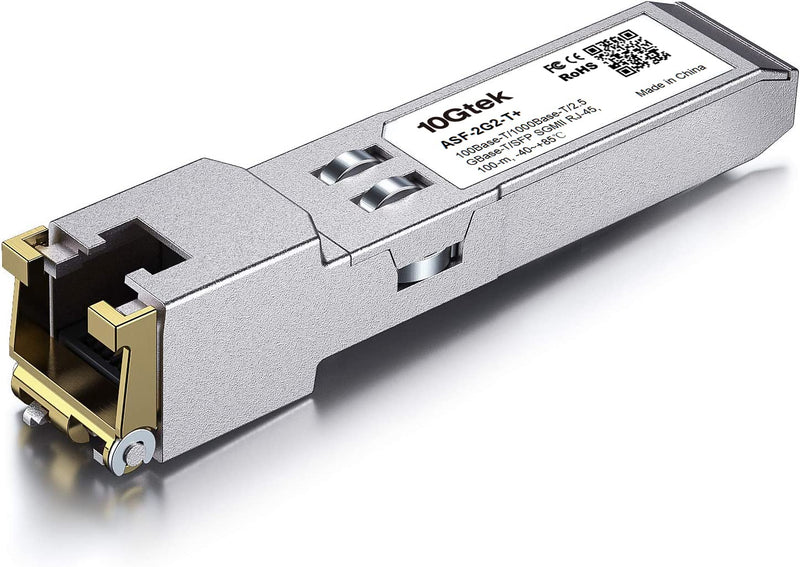 100Base-T/1000Base-T/2.5GBase-T/SFP SGMII RJ-45 Auto-Negotiation SFP Transceiver, Industrial Grade, Compatible with Ubiquiti UniFi, Fortinet, Netgear, TP-Link and Other Open Switches 100M/ 1G/ 2.5GBase-T(-40~+85℃)