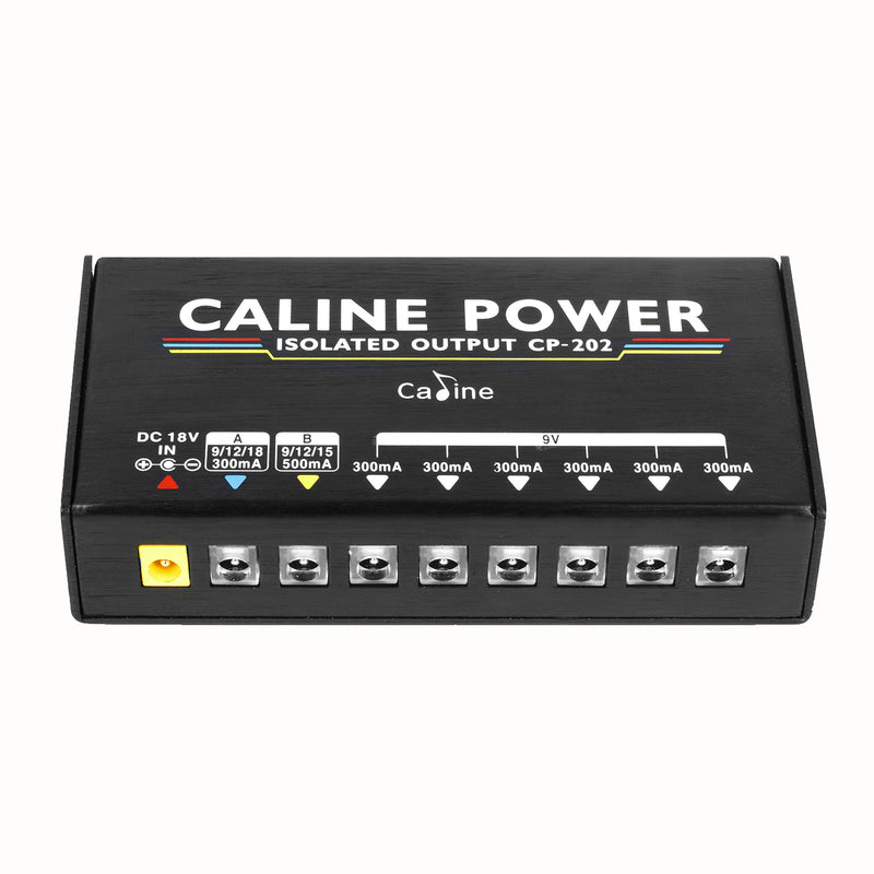 Caline Guitar Pedal Power Supply, True Isolated Pedal Board Power Supply with 8 Totally Isolated DC Outputs(300mA/500mA), Switchable 9V/12V/15V/18V Power Outputs for Guitar Pedals