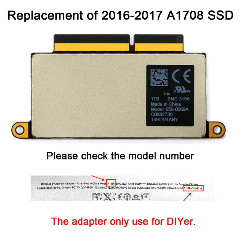 chenyang MAC SSD Upgraded Adapter 2230/2242mm M.2 NVME SSD Upgraded Convert Adapter for MAC Pro 2016 2017 13" A1708 for 2016 2017 MAC Pro A1708