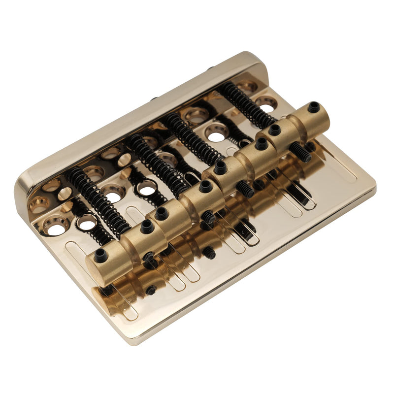 [AUSTRALIA] - Musiclily Pro 19mm 4-String Bass Hardtail Bridge with Brass Saddles and Steel Plate, Gold 