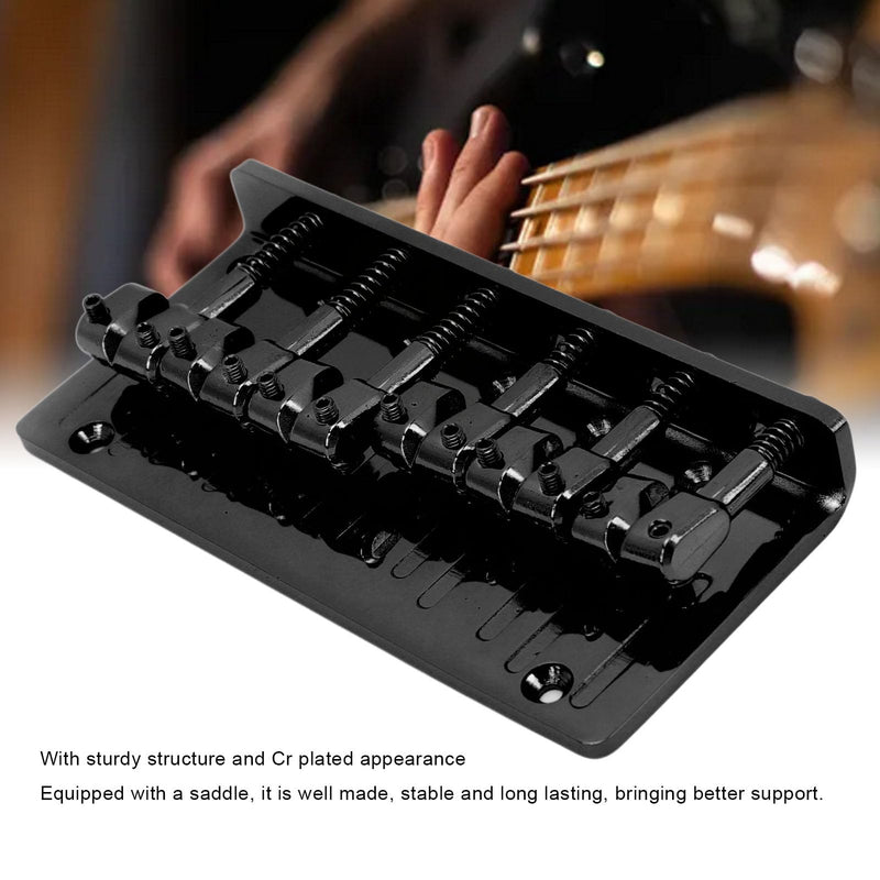 6 String Bass Bridge Hardtail Top Load Adjustable Saddles Zinc Alloy Replacement for Precision Bass Guitar Fixed Bridge Assembly Black