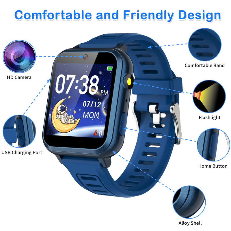 Phyulls Smart Watch for Kids with Games, Touchscreen, Calendaring Camera Music Player Time Display Video & Audio Recording, Toys for 3-12 Years Old Boys and Girls