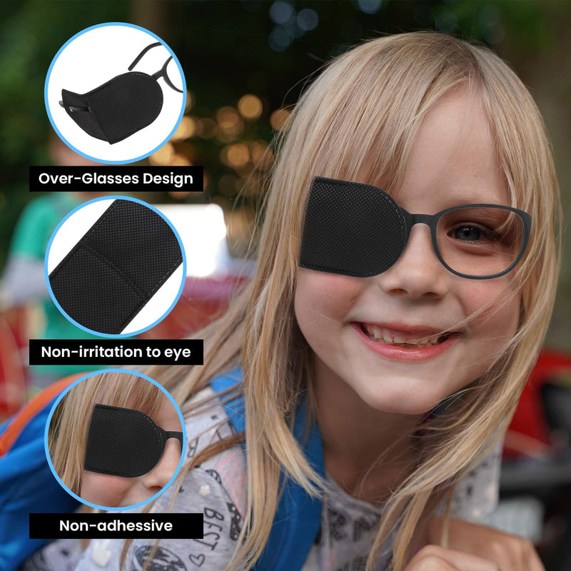 6pcs Glasses Eye Patch Black Eye Patch Reusable Lazy Eye Patch Adult Medical Eye Patches for Adults to Treat Lazy Eye Amblyopia Strabismus