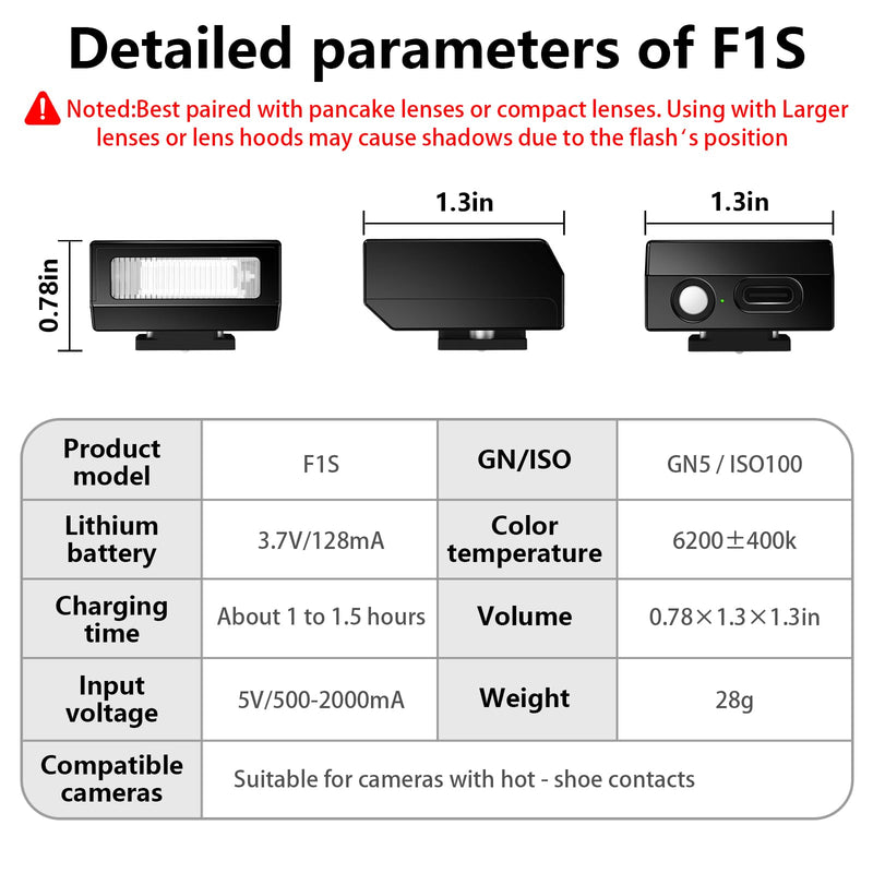 [AUSTRALIA] - MEDALight Upgrade Aluminum F1s Mini Camera Flash for Ricoh GR3/GR3X/Fuji/Sony ZV1/Nikon/Canon/Olympus/Digital Film Cameras,Portable Hot Shoe Camera Flash Speedlite for DSLR Camera(Black). Black 
