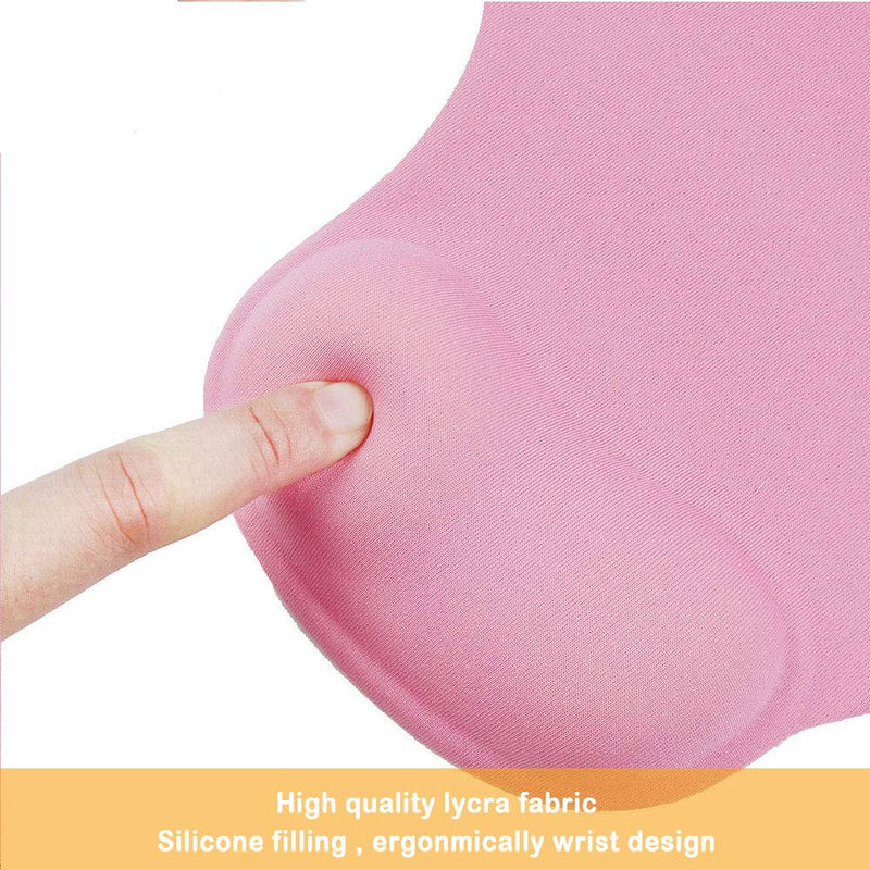 Office Mousepad with Gel Wrist Support - Ergonomic Gaming Desktop Mouse Pad Wrist Rest - Design Gamepad Mat Rubber Base for Laptop Computer (01Pink) 01Pink