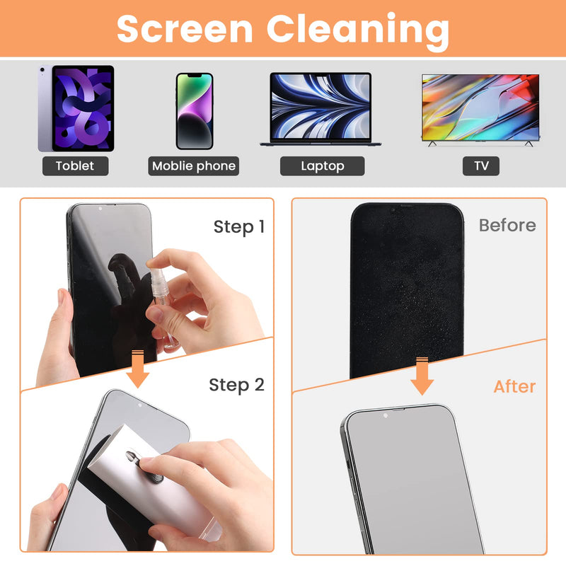 7 in 1 Electronic Cleaner kit, Cleaning Kit for monitor Keyboard Airpods MacBook iPad iPhone iPod, Screen Dust Brush Including Soft Sweep, Swipe, Airpod Cleaner Pen, Key Puller and Spray Bottle (Grey) Grey