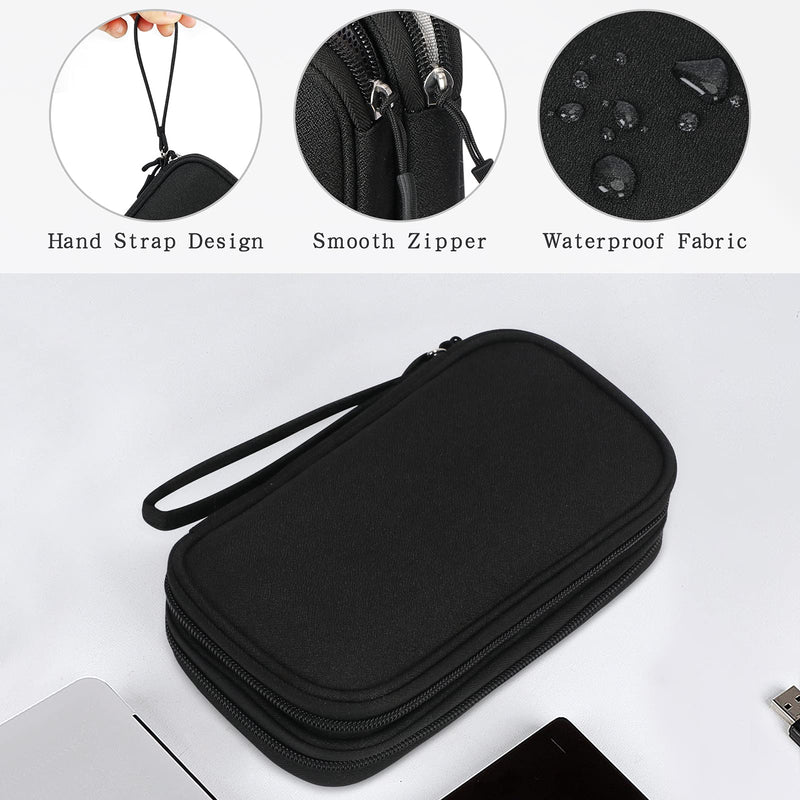 Skycase Travel Cable Organizer,Electronics Accessories Cases, All-in-One Storage Bag,[Waterproof] Accessories Carry Bag for USB Data Cable,Earphone Wire,Power Bank, Phone,Black-1 Black Medium