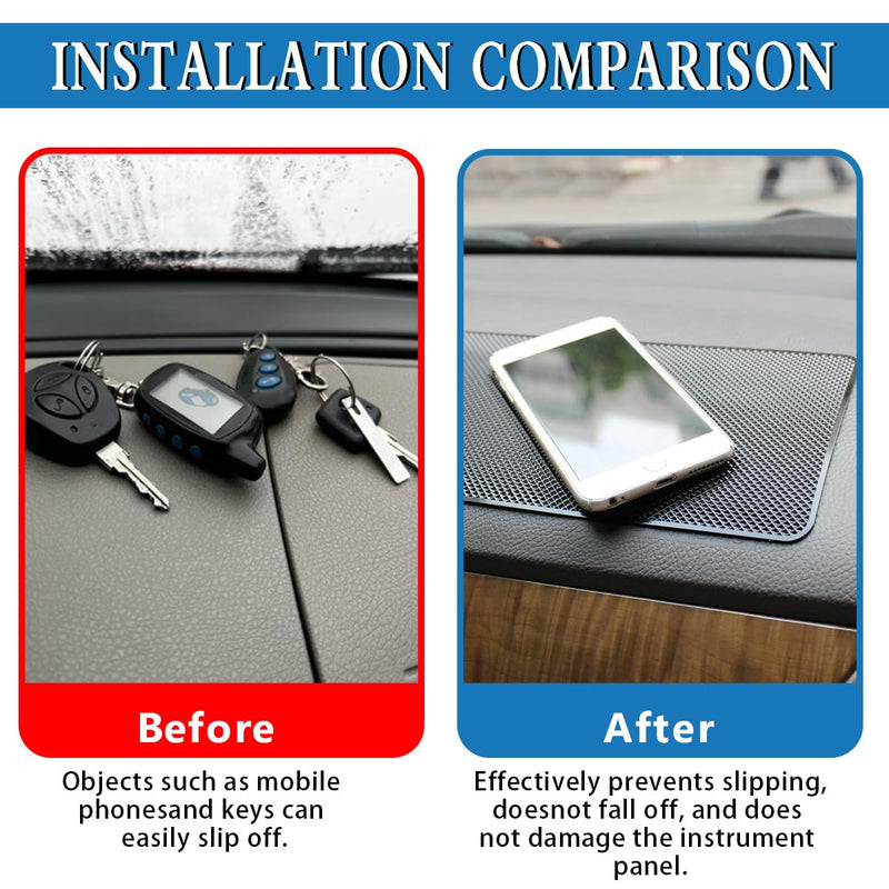 Car Dashboard Anti-Slip Mat,Universal PVC Sticky Adhesive Pad for Auto,10.6" x 5.9" Multifunctional Vehicle Dash Strong Gripping Pad for Cell Phones Sunglasses Keys GPS Coins (Grid) Grid
