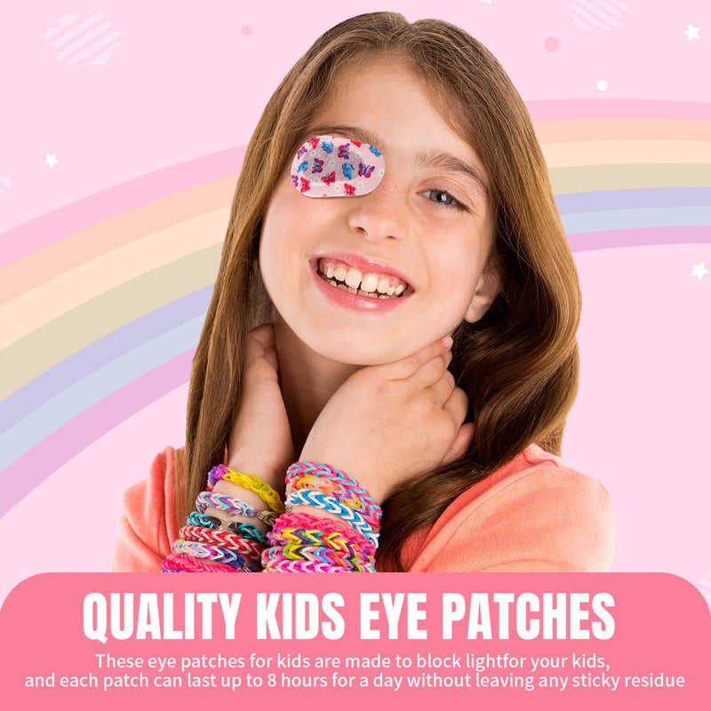 Panelee Adhesive Eye Patches for Kids Girls Designs Cotton Adhesive Bandages for Girls Toddler, 6 Styles(90 Pcs) 90