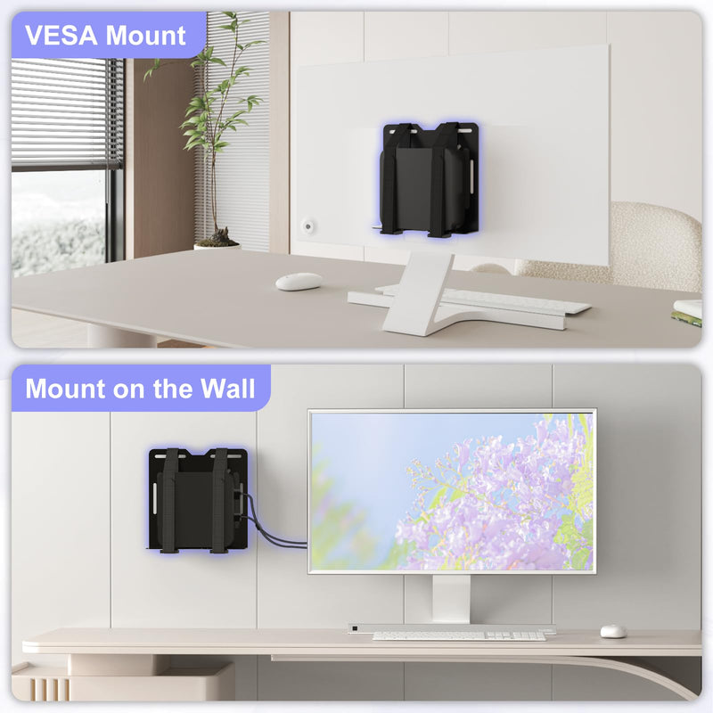 Universal Mini PC Mount for KAMRUI Mini PC, Wall and VESA Mount for KAMRUI GK2, GK3PLUS/PRO, AK1PLUS/PRO, AK2PLUS, E1Essenx E1, E2Essenx E2, E3B, H1, AM02PRO, AM06PRO with Adjustable Strap and Screws