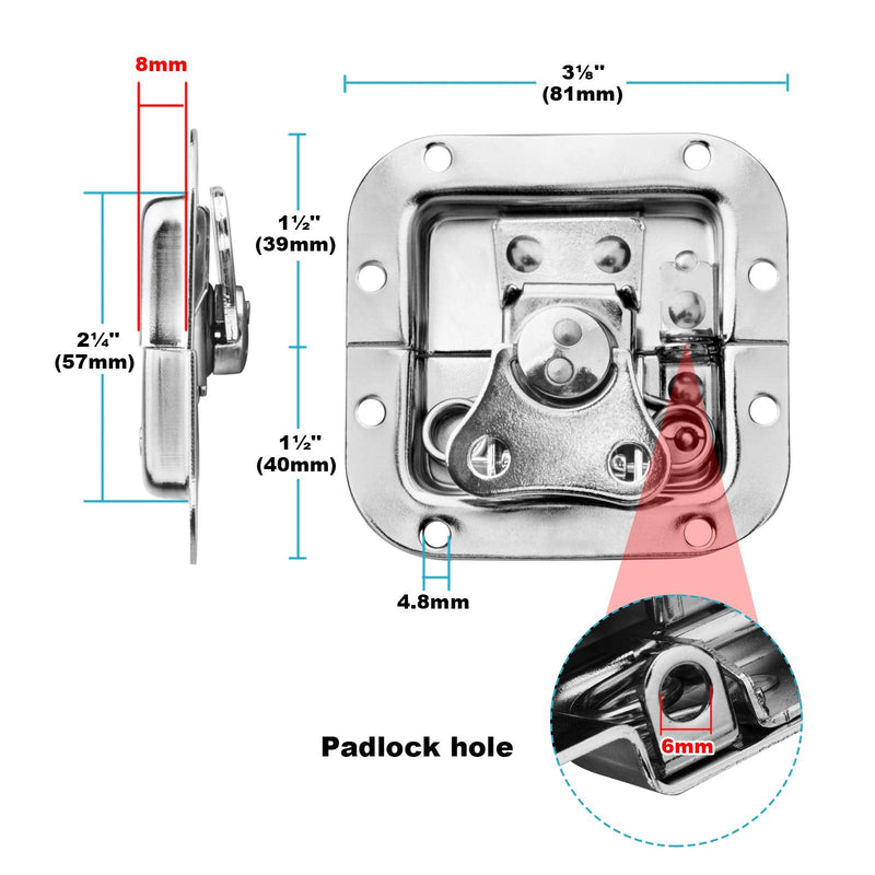 8 Pack Road Flight Case Spring Loaded Recessed, Small Butterfly Twist Latch with Padlockable Feature,125 Degree Openable for Flight Case, PA DJ Rack/Road Case