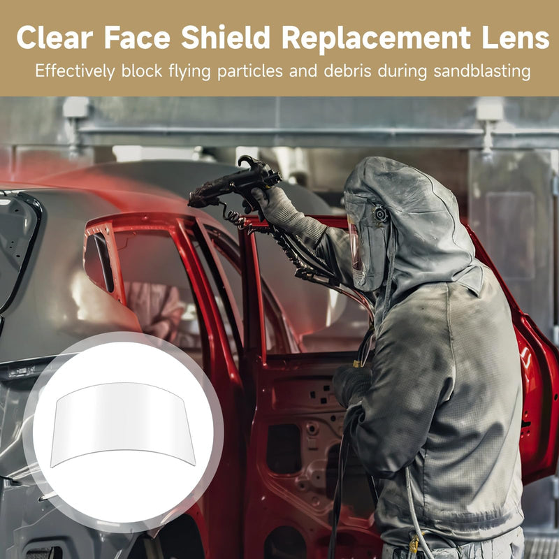 5 Pcs Clear Face Shield Replacement Lens, 5.7 x 8.5 x 0.08 in Sandblasting Hood Shield, Anti-Splash Grinding Lens, Lightweight Protective Gear for Spray Painting, Grinding, Dusting & Polishing Work