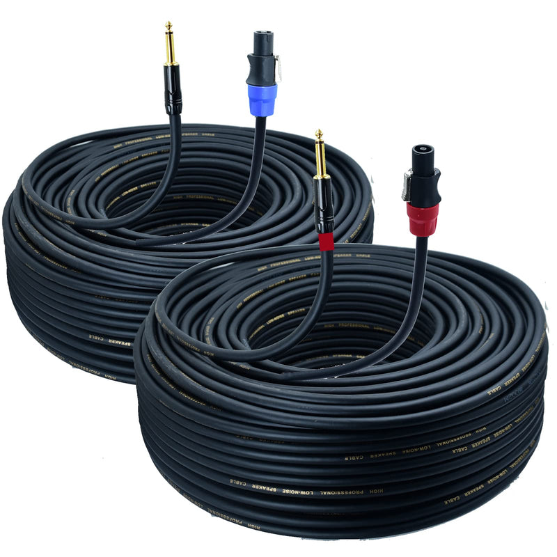 Speak on 2Pcs Professional Speakon to 1/4 Inch ts Speaker Cable for pa Jack Pair 14 awg Gauge Male Audio Port Plug Amplifier Connection dj amp Heavy Duty bocina Cord Wire ft with Twist Lock(3 feet) 3 feet