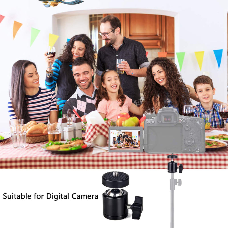 Universal 1/4" Swivel Mini Ball Head Screw Tripod Mount with Hot Shoe（2 Pack）, Eszkozta 360 Degree Rotating Mount Base Adapter for DSLR Cameras HTC Vive Tripods Monopods Camcorder Light Stand… Black-Black-with Hot Shoe