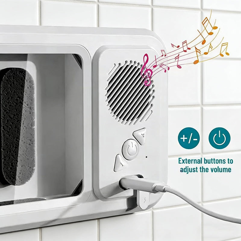 Waterproof Shower Phone Holder with Bluetooth Speaker, IPX4 Anti-Fog 360° Rotatable Suction Mount for Bathroom Kitchen